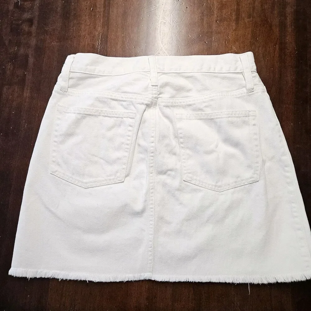 J.Crew White Denim Mini Skirt With Raw Hem Womens Size 28